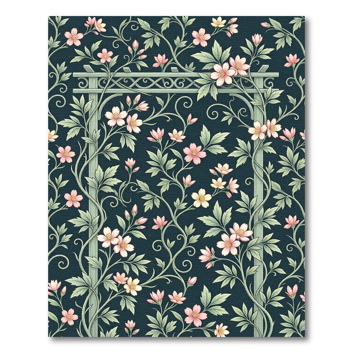 Dark Teal Floral Climbing Arch Rug
