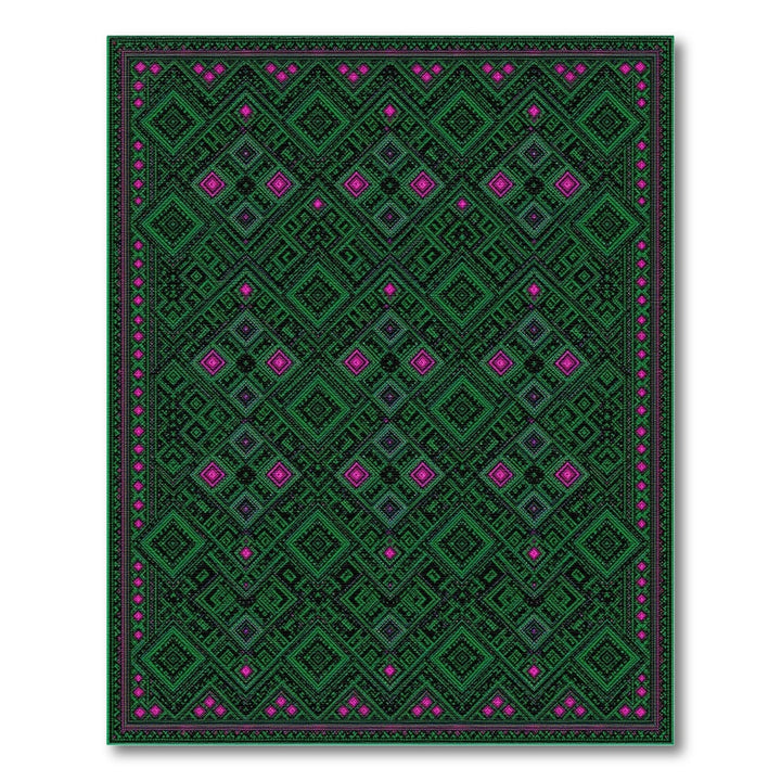 Green Geometric Diamond Area Rug