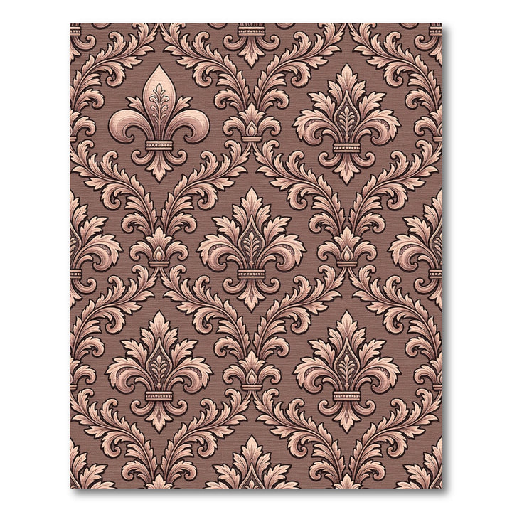 Luxe Rose Gold Fleur de Lis Damask Rug