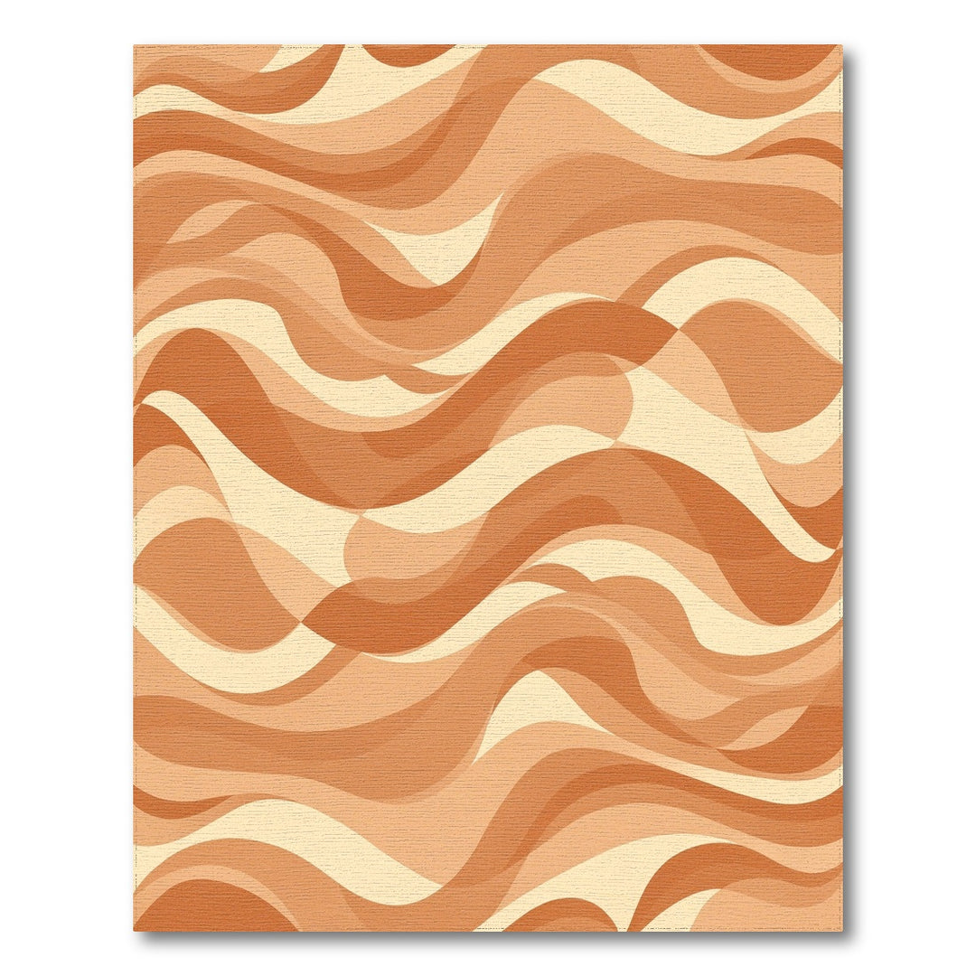 Abstract Wave Brown Tan Area Rug