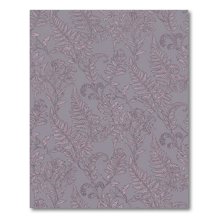 Vintage Mauve Fern Botanical Swirl Rug