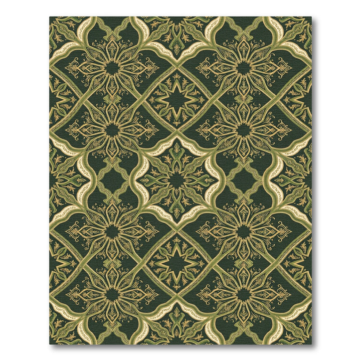 Dark Green Arabesque Bloom Area Rug