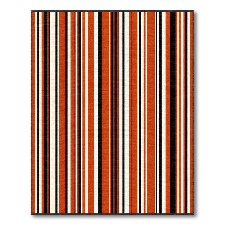 Bold Orange Black Striped Washable Area Rug