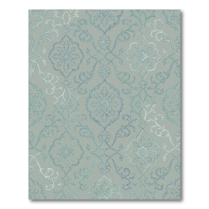 Aqua Gray Baroque Medallion Rug