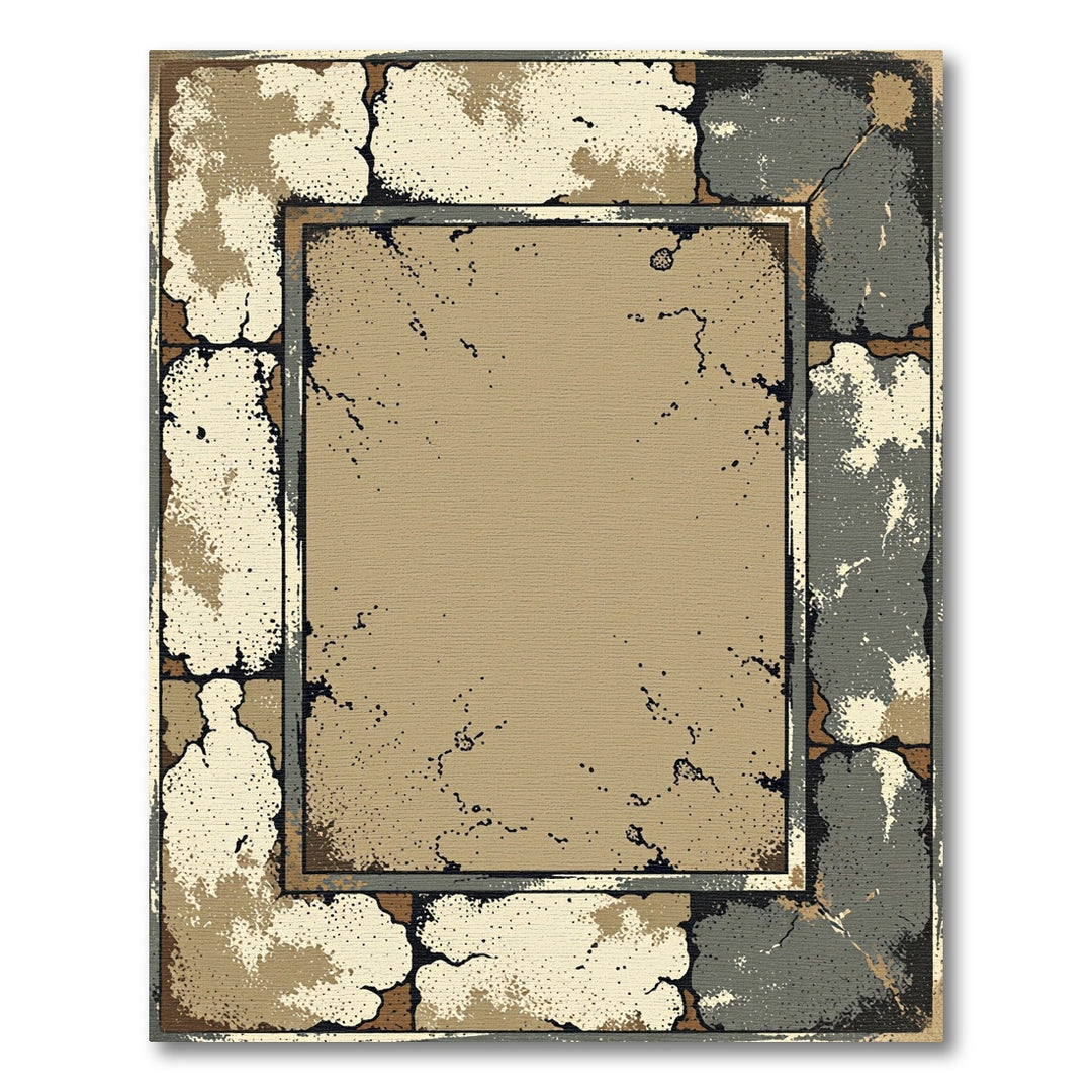 Aged Stone Frame Textured Rug