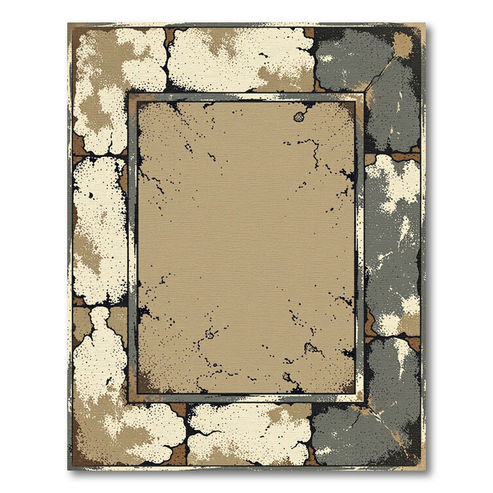 Aged Stone Frame Textured Rug
