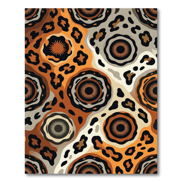 Bold Orange Leopard Flower Swirl Rug