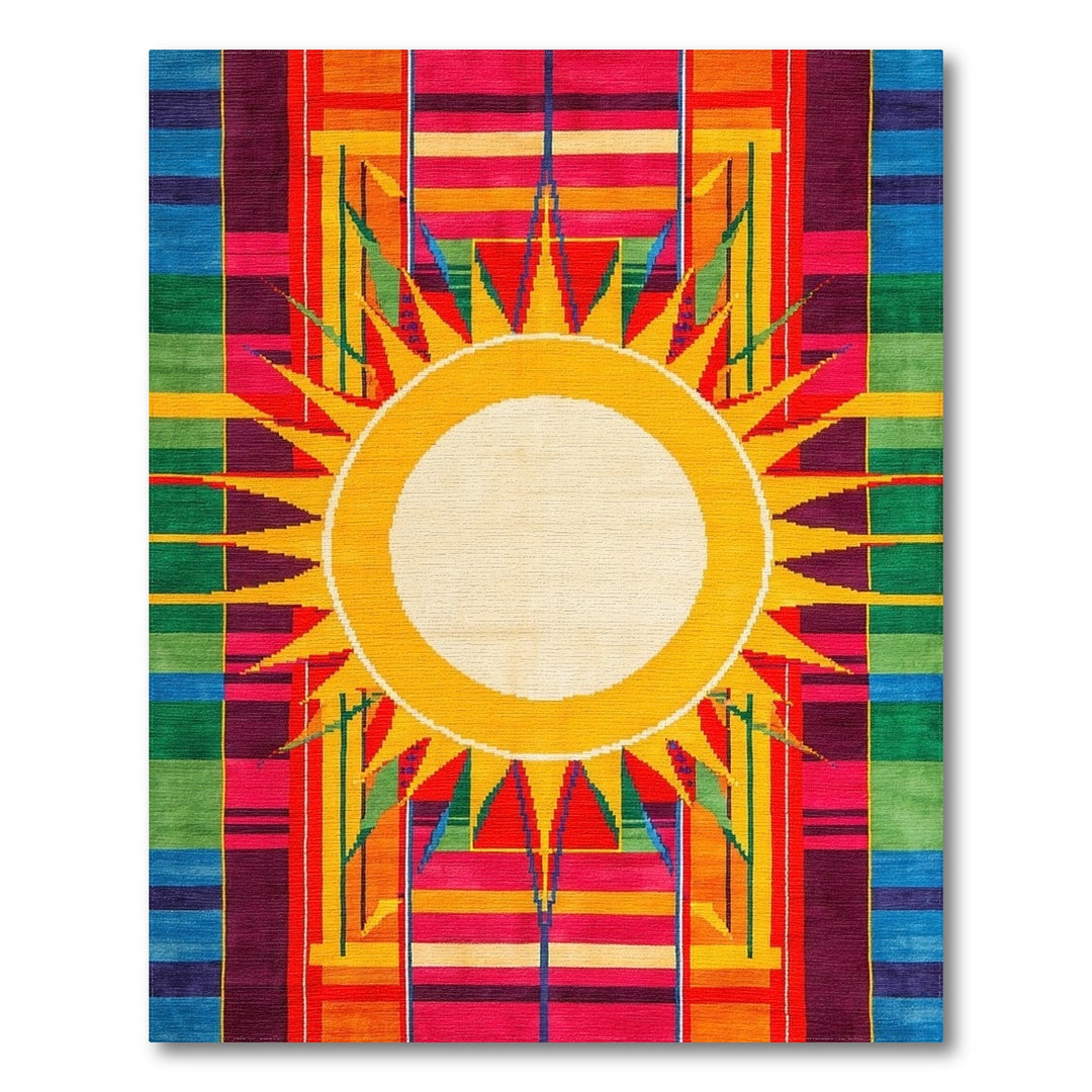 Multi-color and Patterns Geometric Modern Vibrant Sunburst Geometric Area Rug