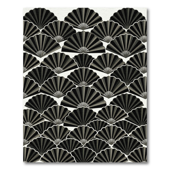 Elegant Black Fan Scalloped Rug