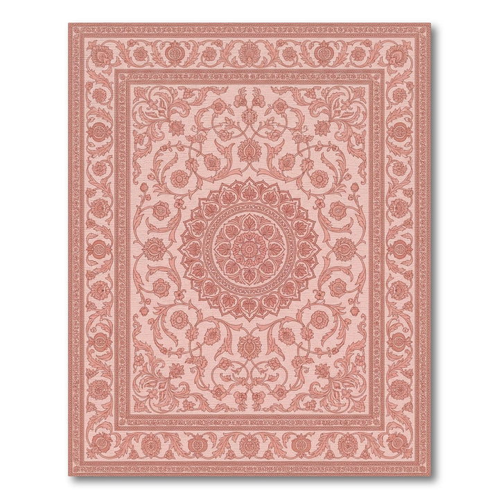 Delicate Pink Floral Mandala Border Rug