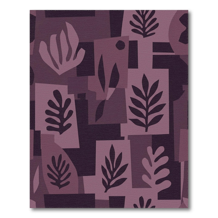 Modern Plum Botanical Collage Rug