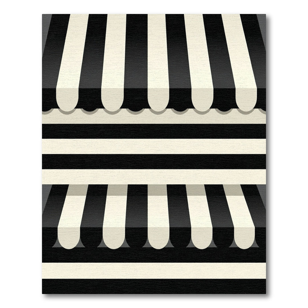 Bold Black White Striped Awning Rug