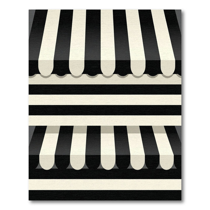 Bold Black White Striped Awning Rug