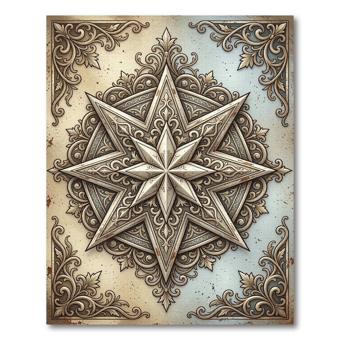 Ornate Silver Starburst Vintage Rug