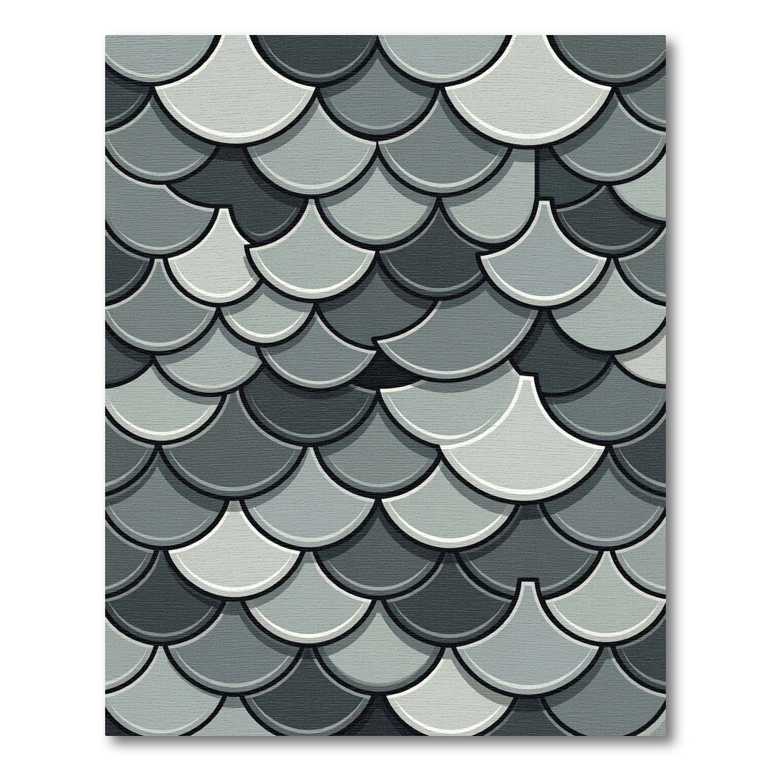 Monochromatic Scalloped Fan Tessellation Rug