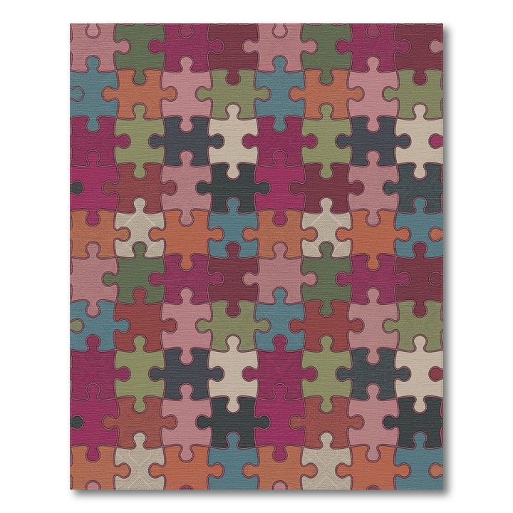 Muted Jewel Tone Puzzle Pieces Rug