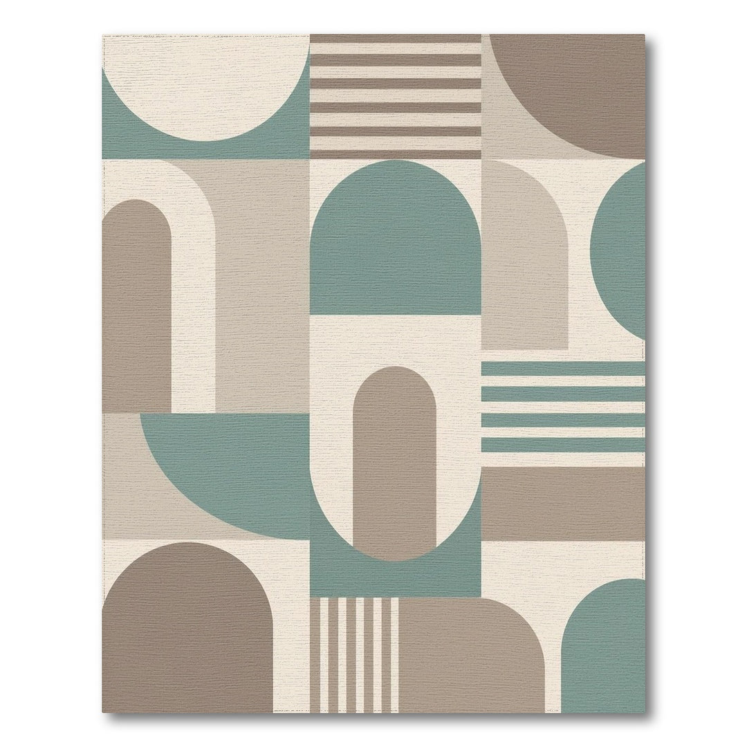 Geometric Beige Teal Area Rug
