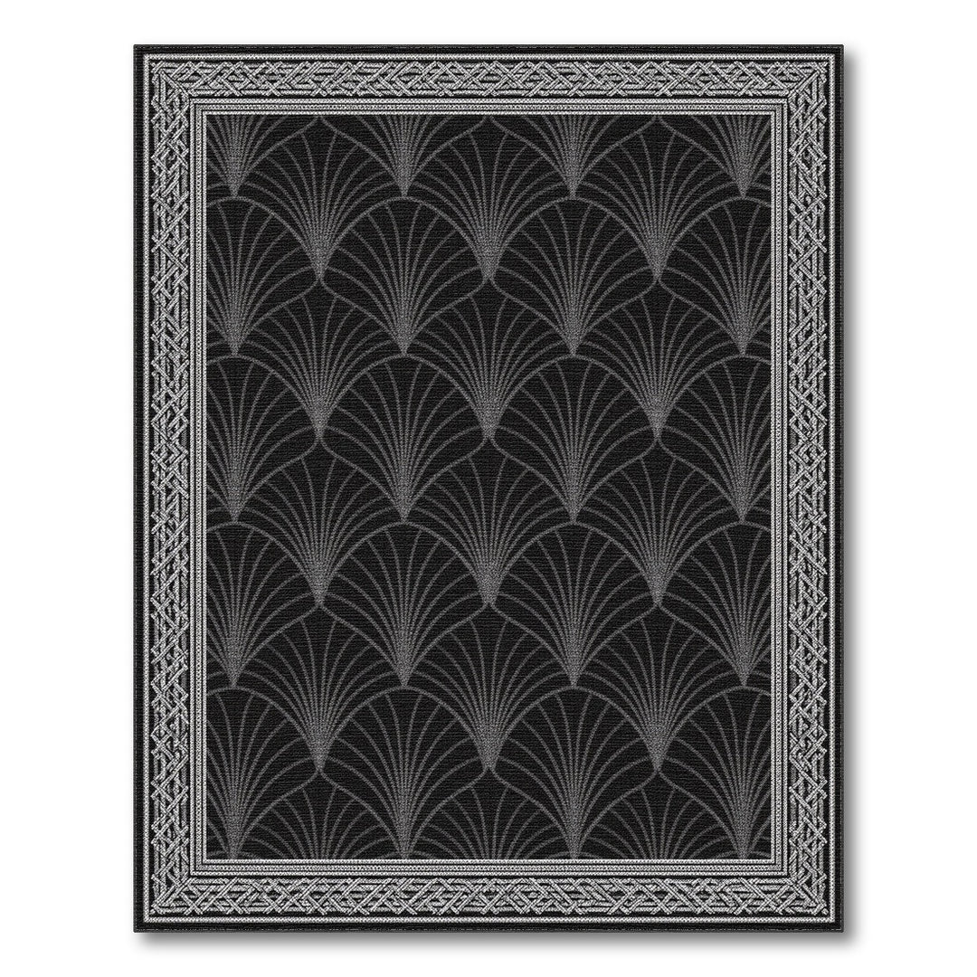 Black White Geometric Fan Area Rug