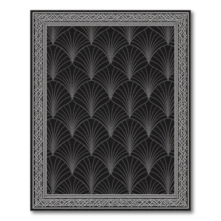 Black White Geometric Fan Area Rug