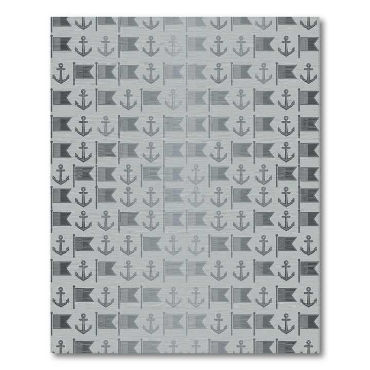 Gray Nautical Anchor Flag Repeat Rug