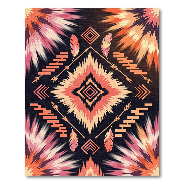 Fiery Sunburst Feather Diamond Rug