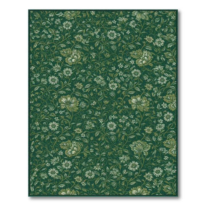 Green Floral Vintage Area Rug