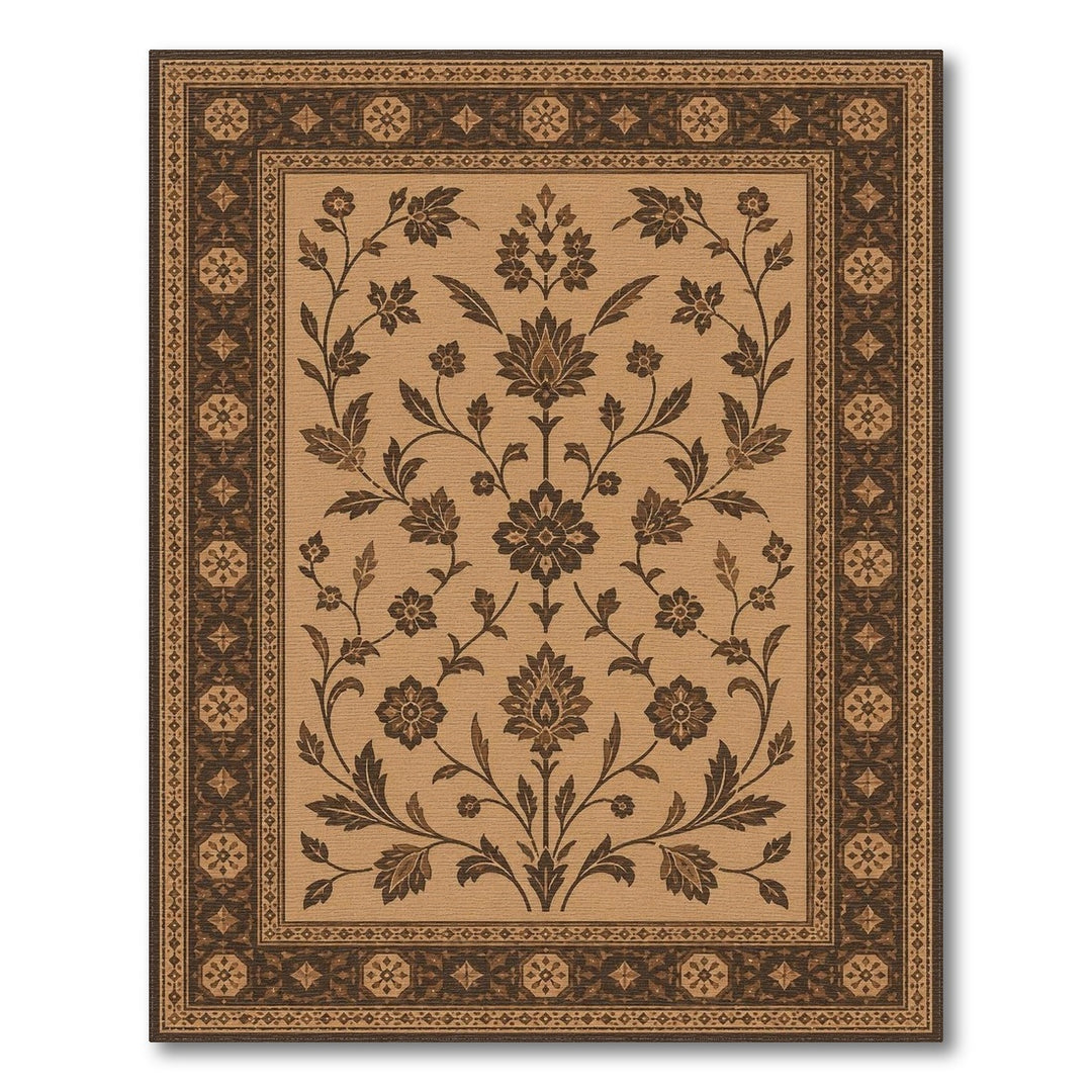 Brown Floral Vintage Area Rug