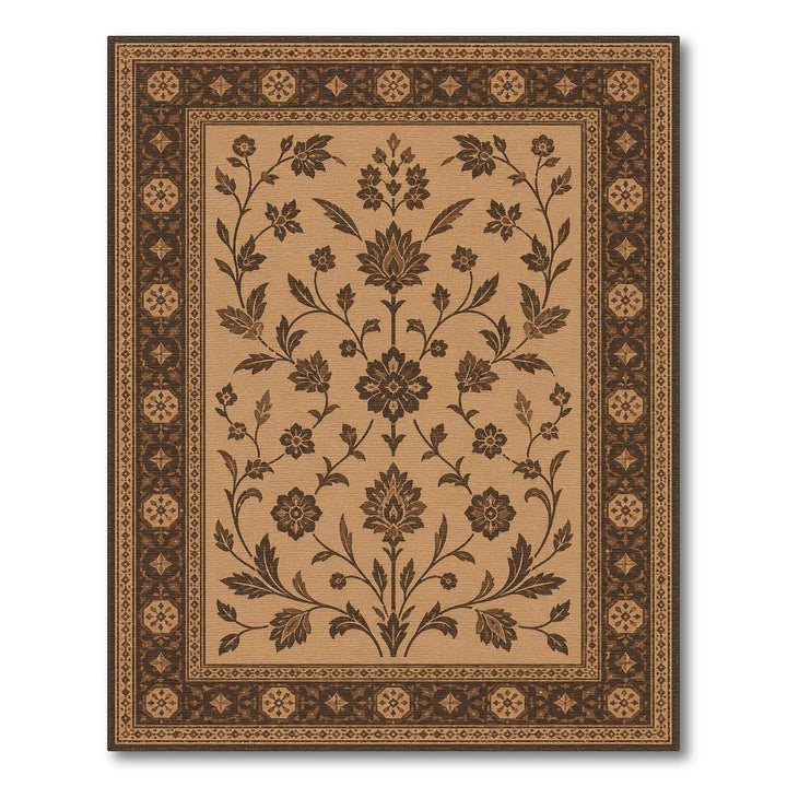 Brown Floral Vintage Area Rug