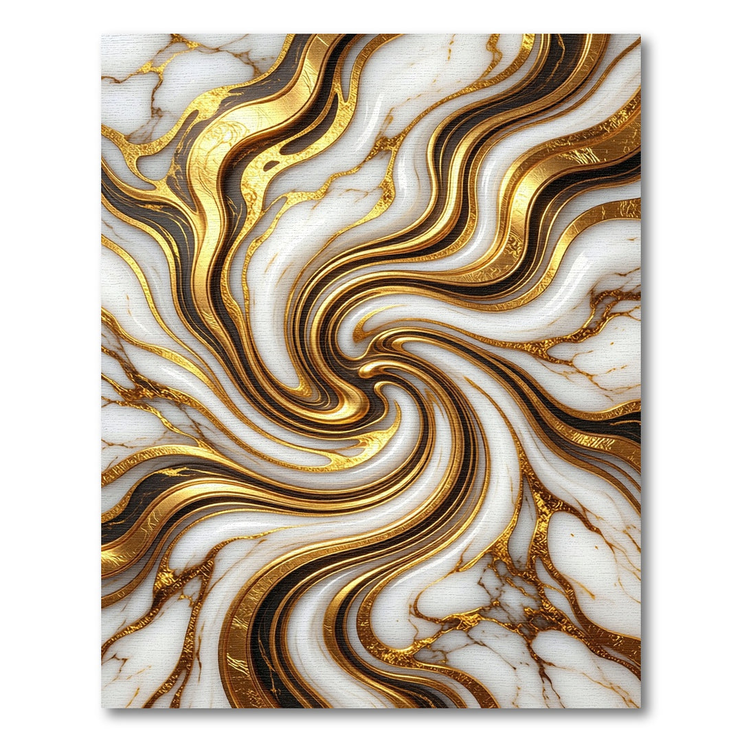 Luxe Swirl Marble Gold Black Rug
