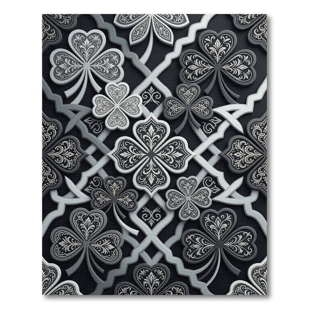 Elegant Black Clover Trellis Rug