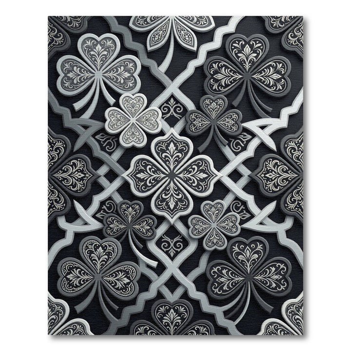 Elegant Black Clover Trellis Rug