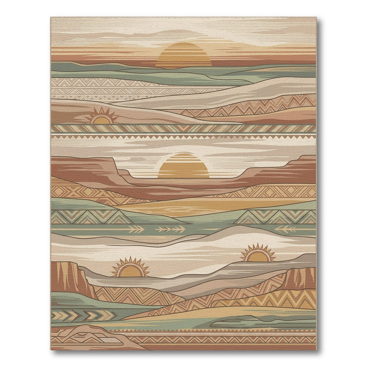 Desert Sunrise Tribal Landscape Rug
