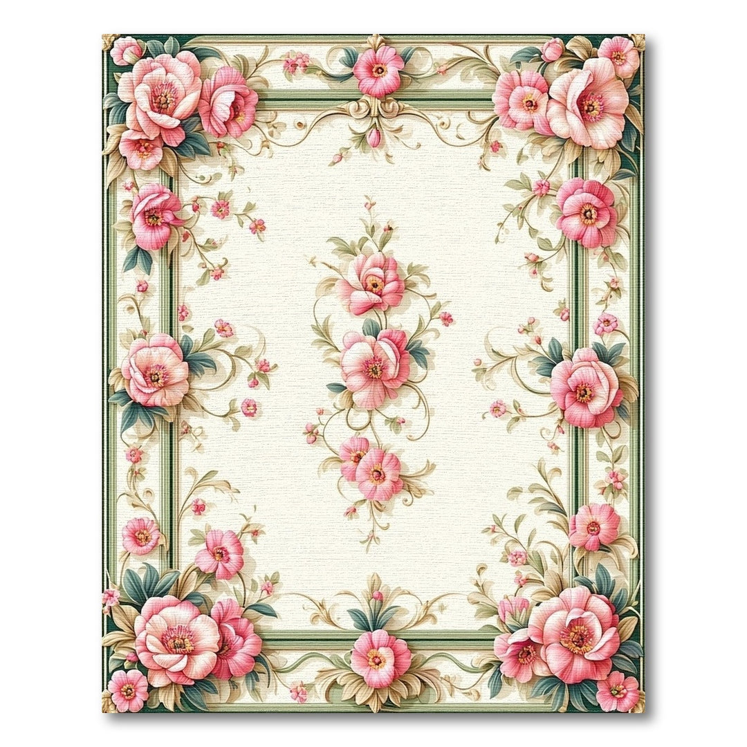 Pink Vintage Floral Area Rug