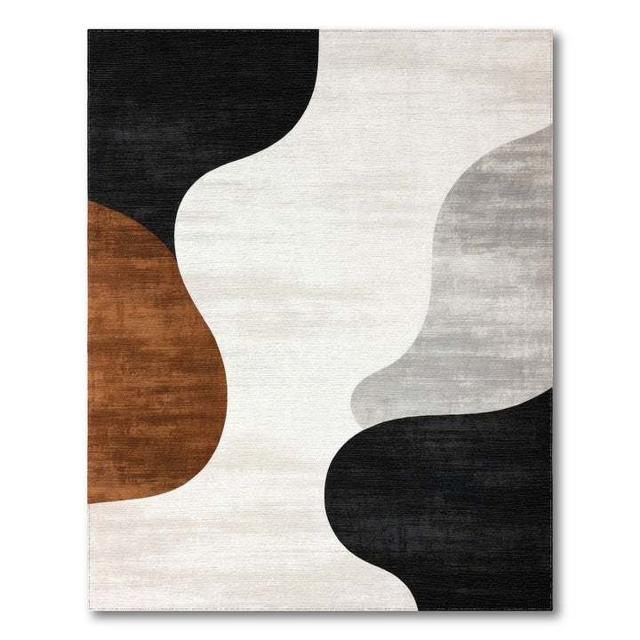 Black and White Abstract Area Abstract Wave Black White Area Rug