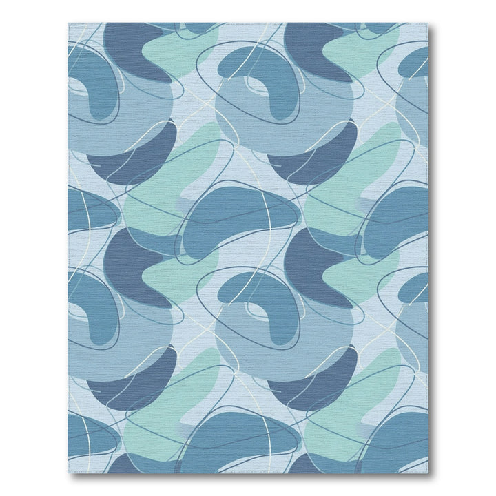 Aqua Blue Abstract Blobs Swirls Rug