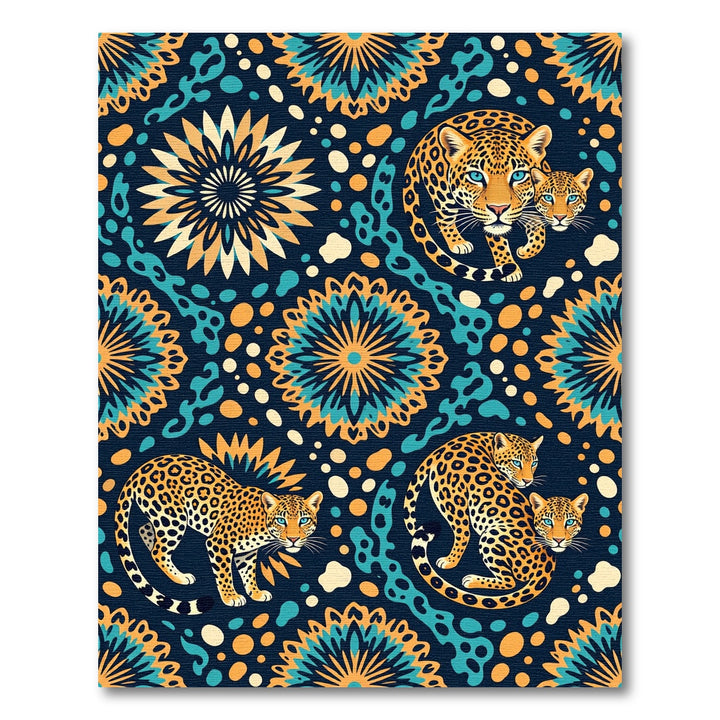 Golden Leopard Family Mandalas Rug