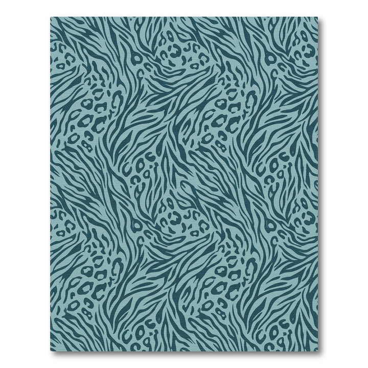 Teal Blue Zebra Leopard Mix Rug