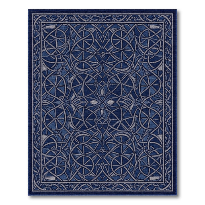 Blue and Teal Circle Blue Geometric Circle Area Rug