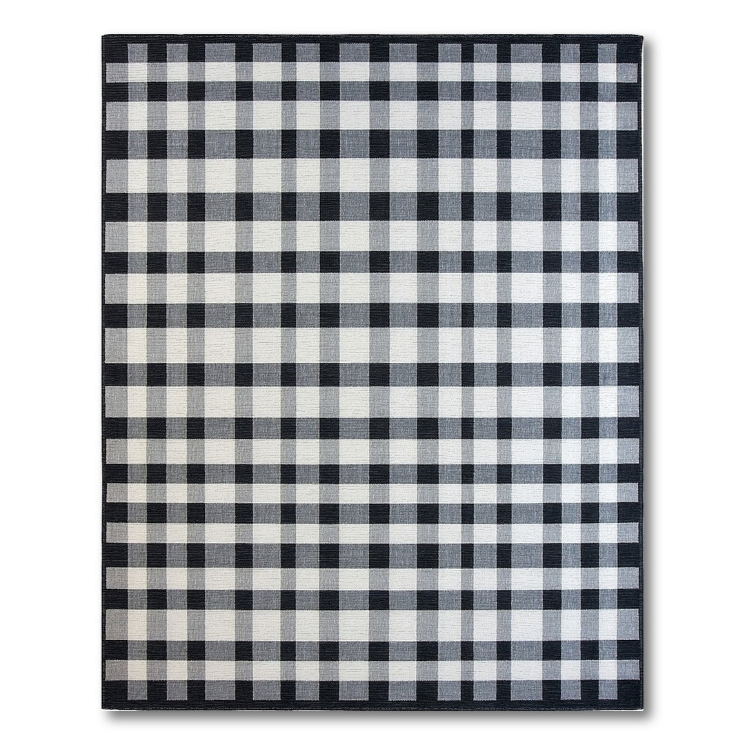 Checkered Geometric Modern Black White Checkered Area Rug