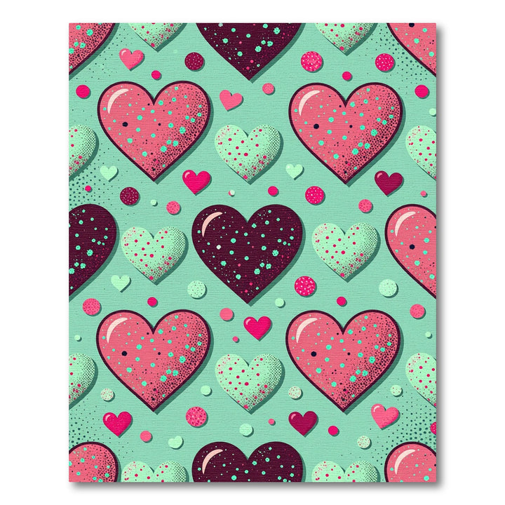 Vibrant Pink Teal Heart Collection Rug