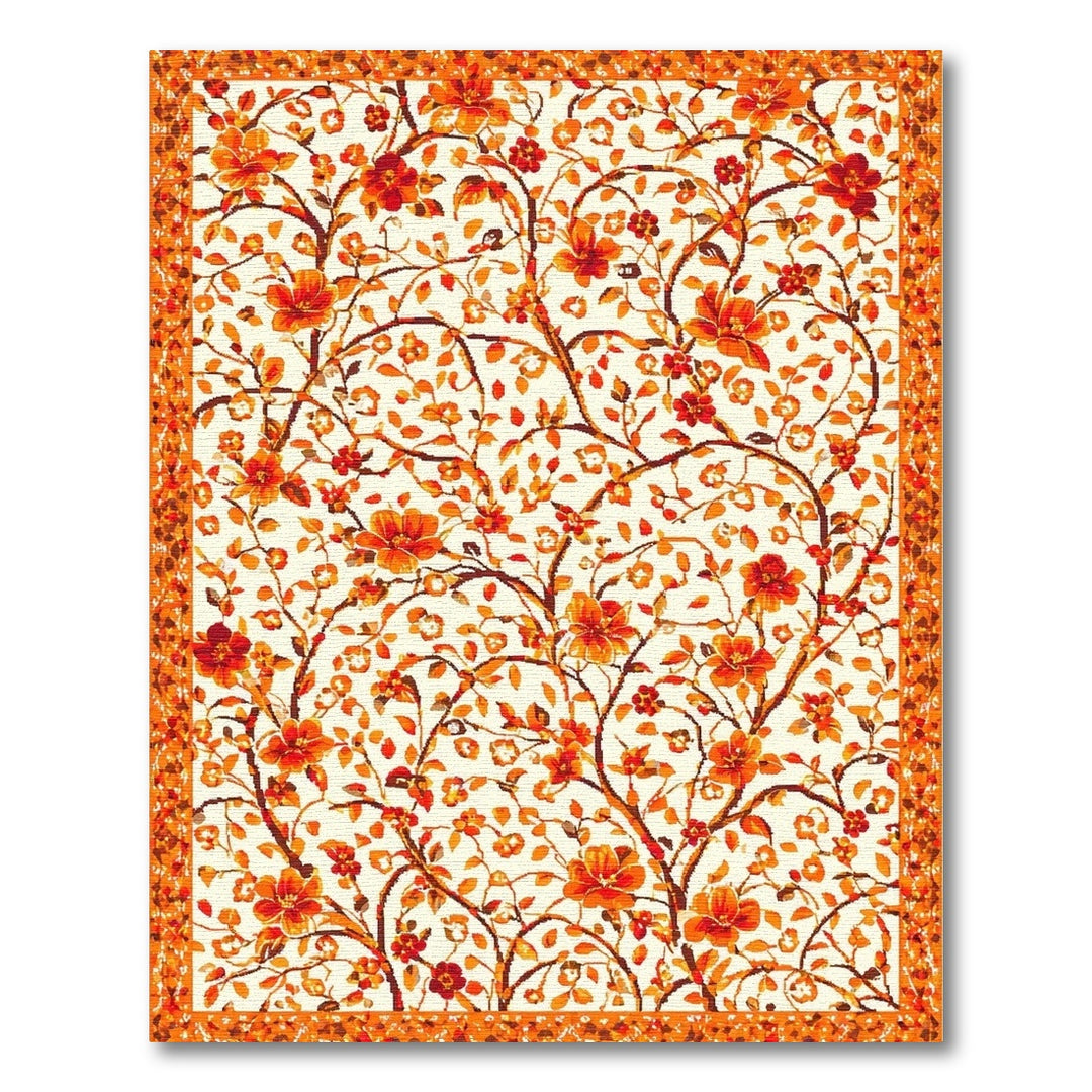 Orange Floral Vintage Area Rug