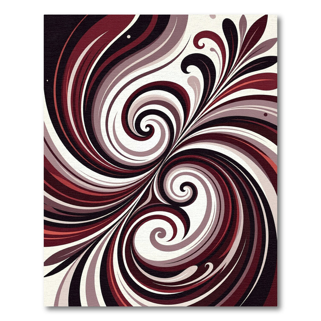 Crimson Swirl Abstract Art Rug