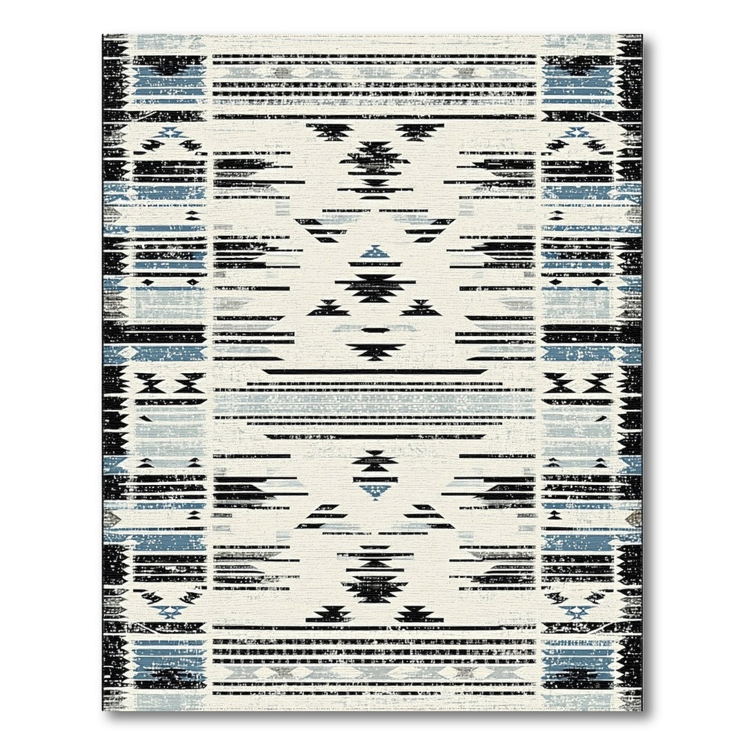 Heritage Tribal Blue Geometric Tribal Area Rug