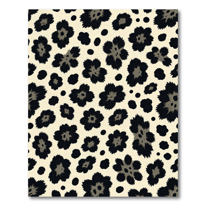 Leopard Spot Flower Black Cream Rug