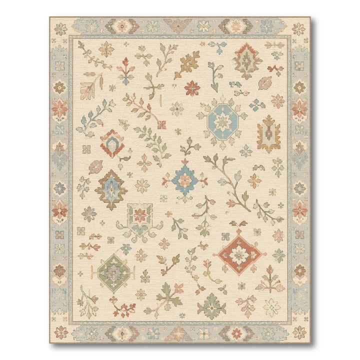 Beige Floral Vintage Area Rug