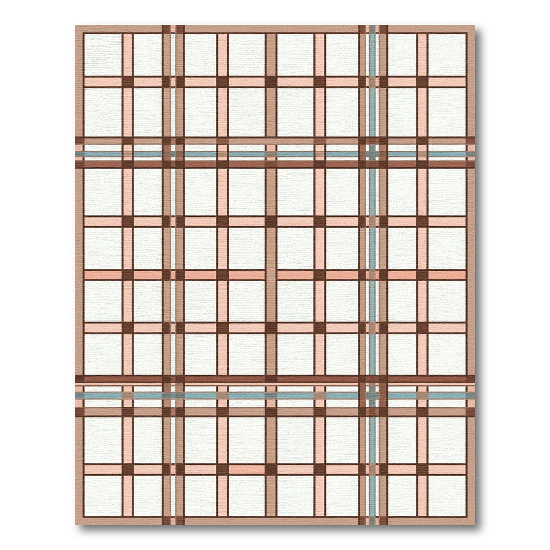 Classic Brown Pink Tan Plaid Rug
