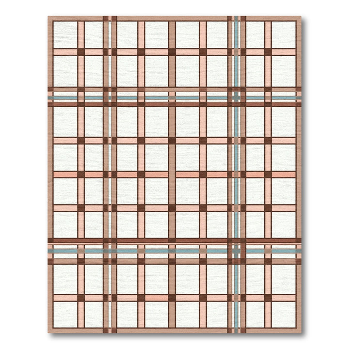 Classic Brown Pink Tan Plaid Rug