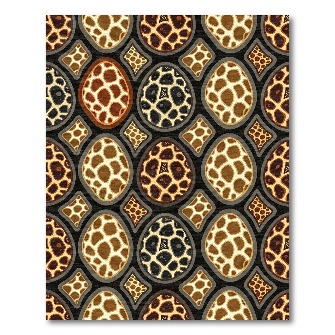 Brown Tan Animal Print Egg Shaped Rug