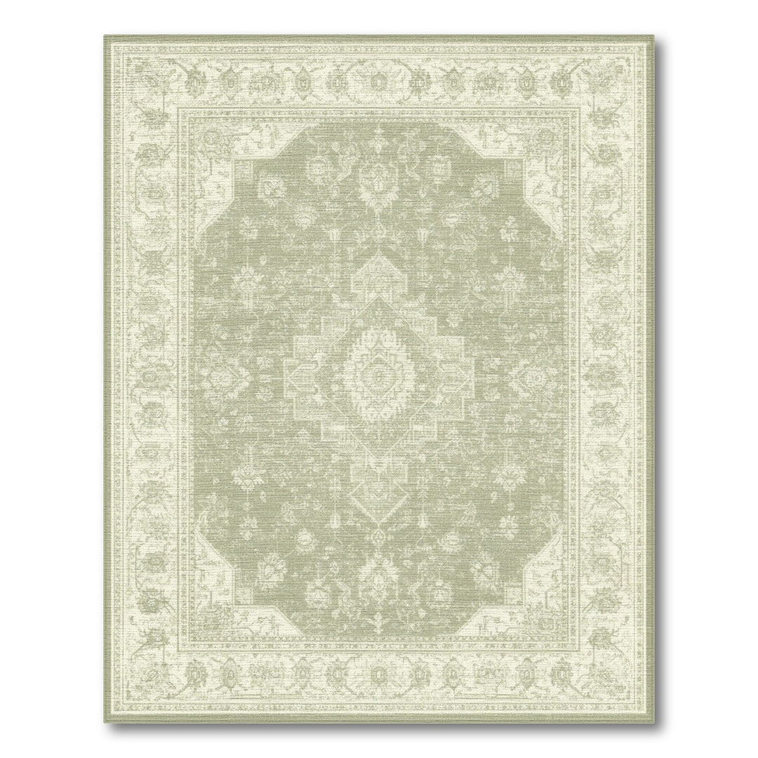 Medallion Green Traditional Persian Medallion Area Rug