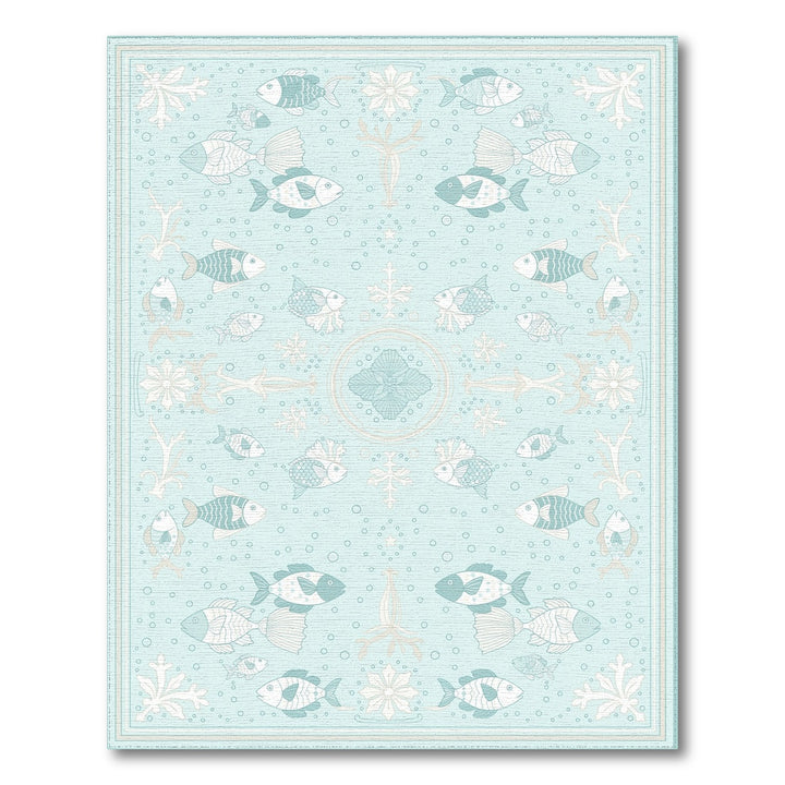 Teal Coastal Fish Area Rug